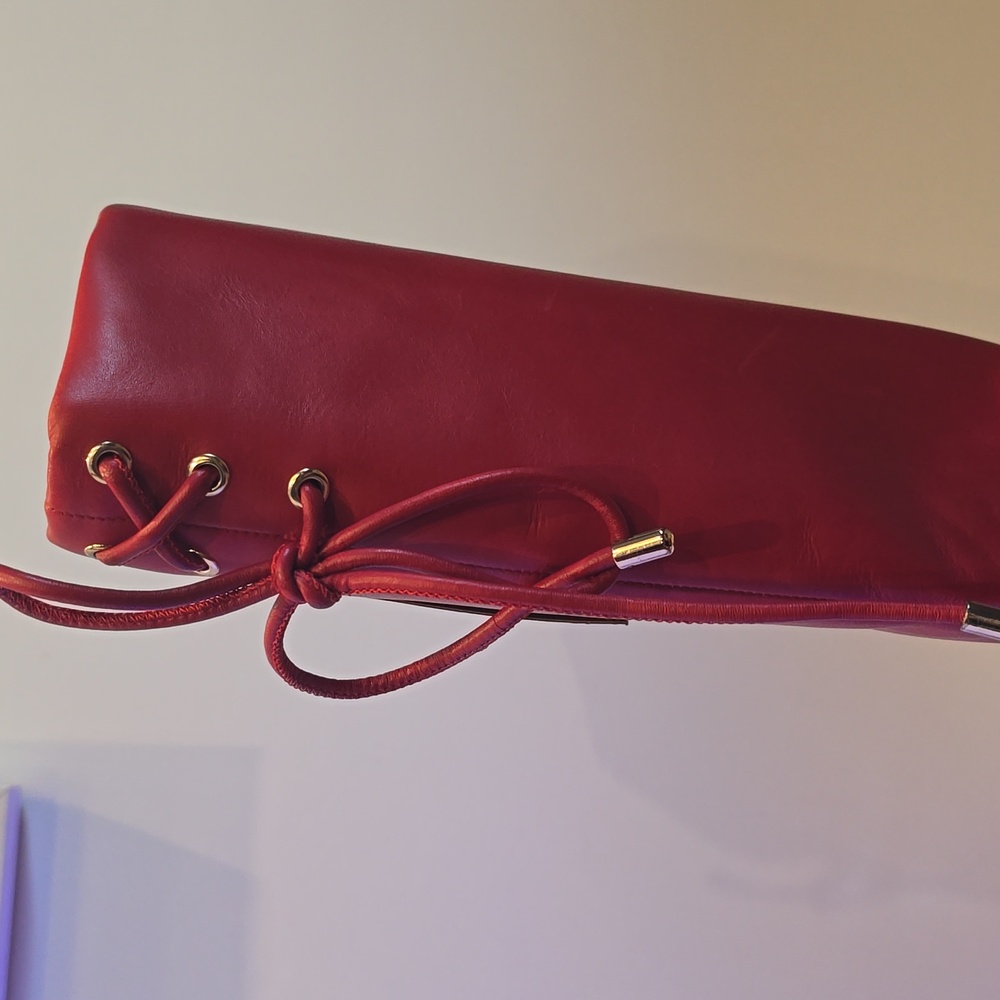 Gianni BINI Moe Red HOT Fold Over Knee High Heel Leather BOOTS New Womens 8 8.5 - Picture 4 of 4